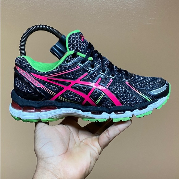 ASICS Gel-Kayano 19 Women’s Running Sneakers Black Grey Pink Green Size 6 T350N - Picture 4 of 16
